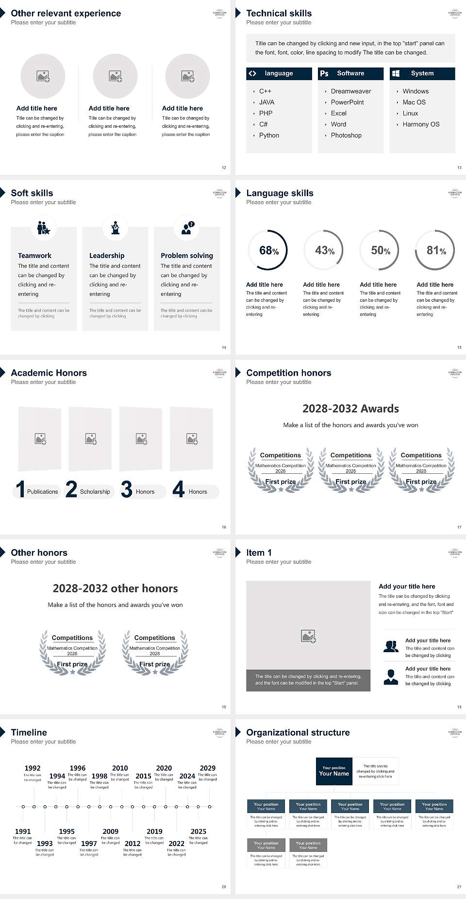 Remington College – North Houston Satellite Location Resume PPT Template4:3 ratio PPT effect preview image3