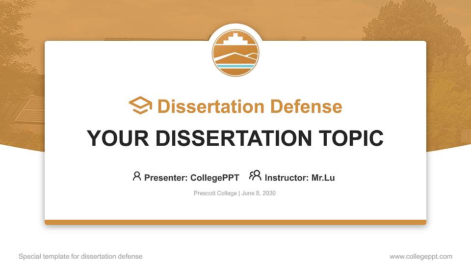 Prescott College Graduation Thesis Defense PPT Template16:9 ratio PPT effect preview image