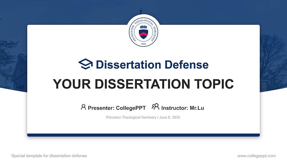 Princeton Theological Seminary Graduation Thesis Defense PPT Template16:9 ratio PPT effect preview image