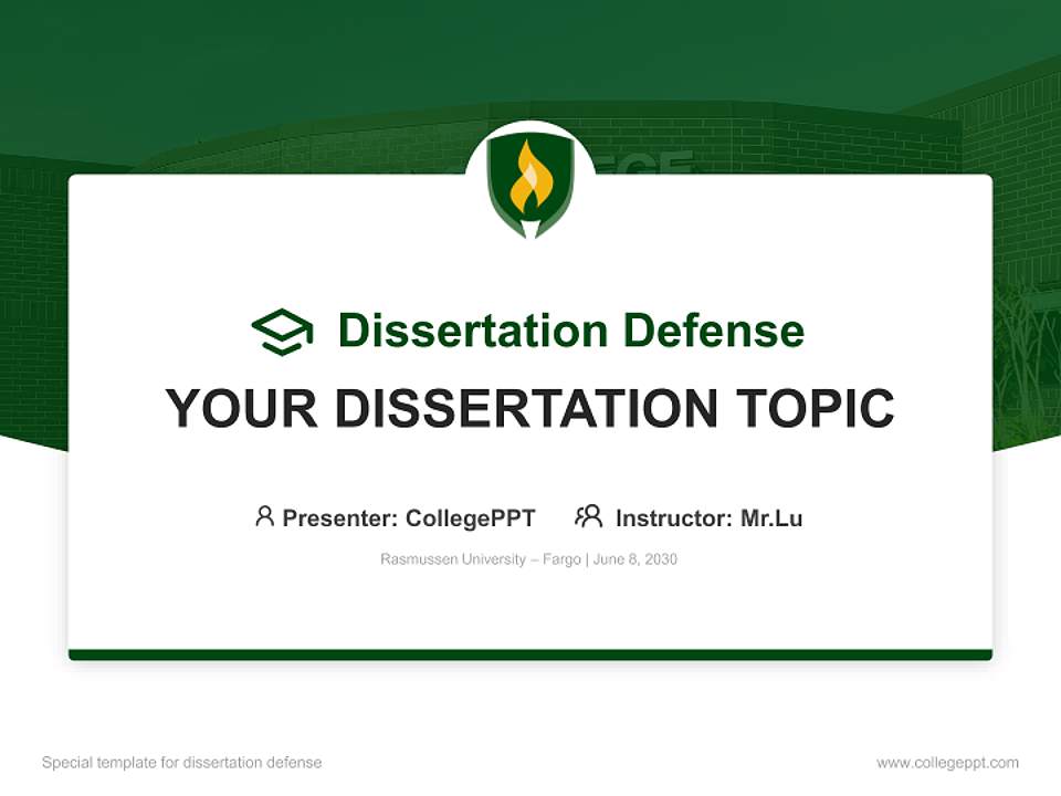 Rasmussen University – Fargo Graduation Thesis Defense PPT Template4:3 ratio PPT effect preview image7