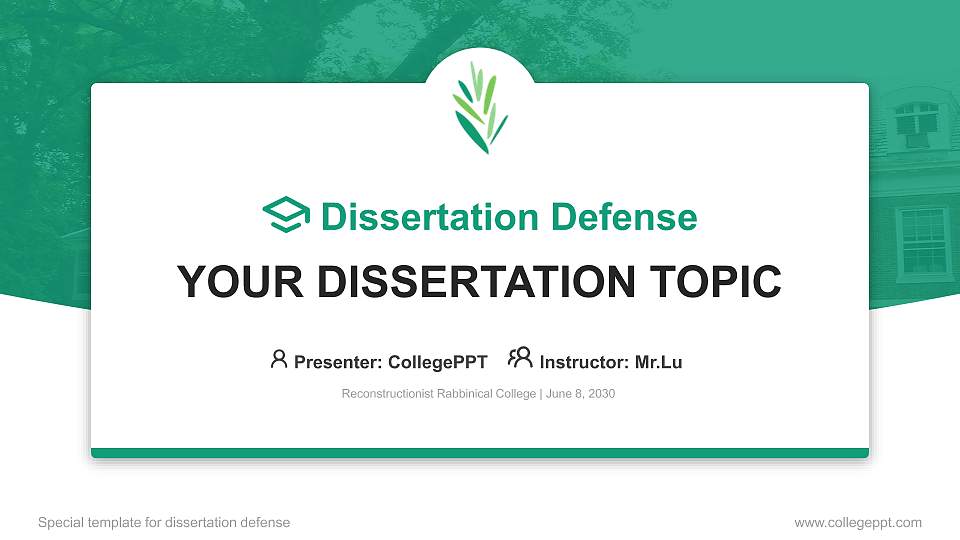 Reconstructionist Rabbinical College Graduation Thesis Defense PPT Template16:9 ratio PPT effect preview image