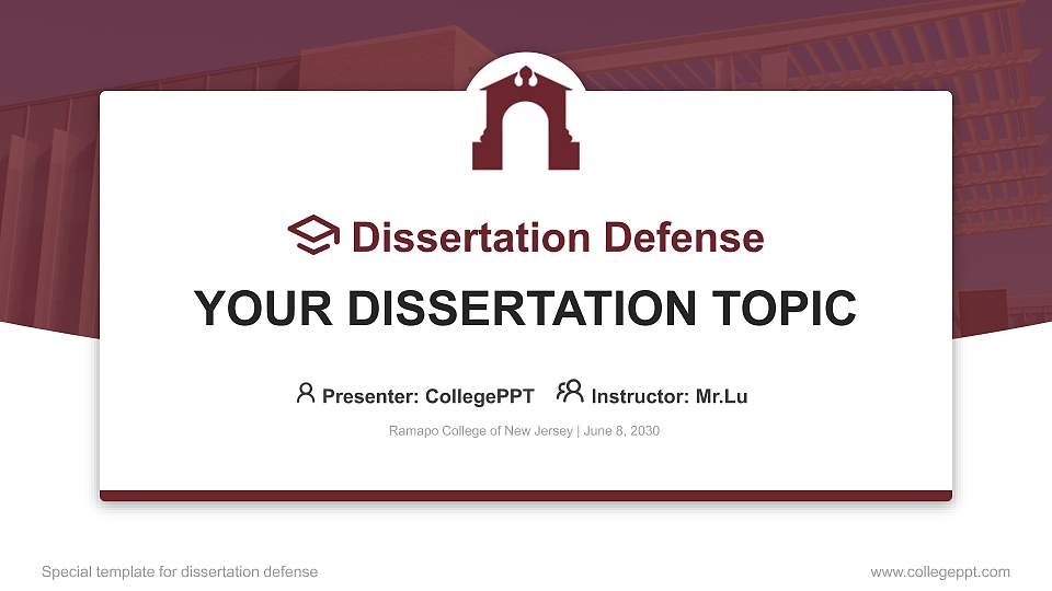 Ramapo College of New Jersey Graduation Thesis Defense PPT Template16:9 ratio PPT effect preview image