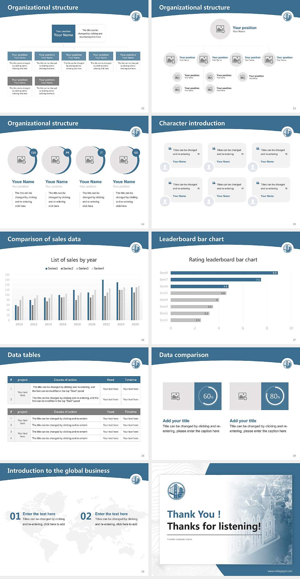 Presidio Graduate School Academic Presentation/Research Findings Report PPT Template4:3 ratio PPT effect preview image4