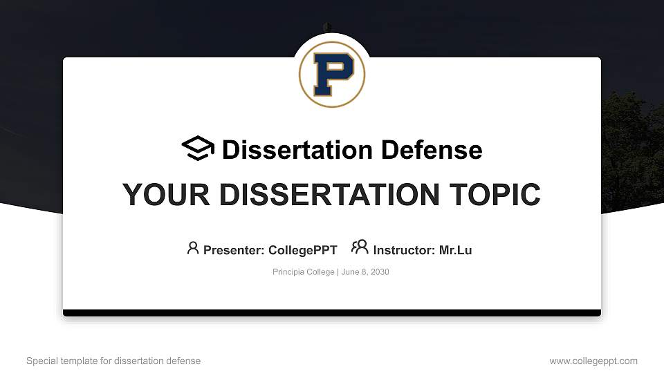 Principia College Graduation Thesis Defense PPT Template16:9 ratio PPT effect preview image