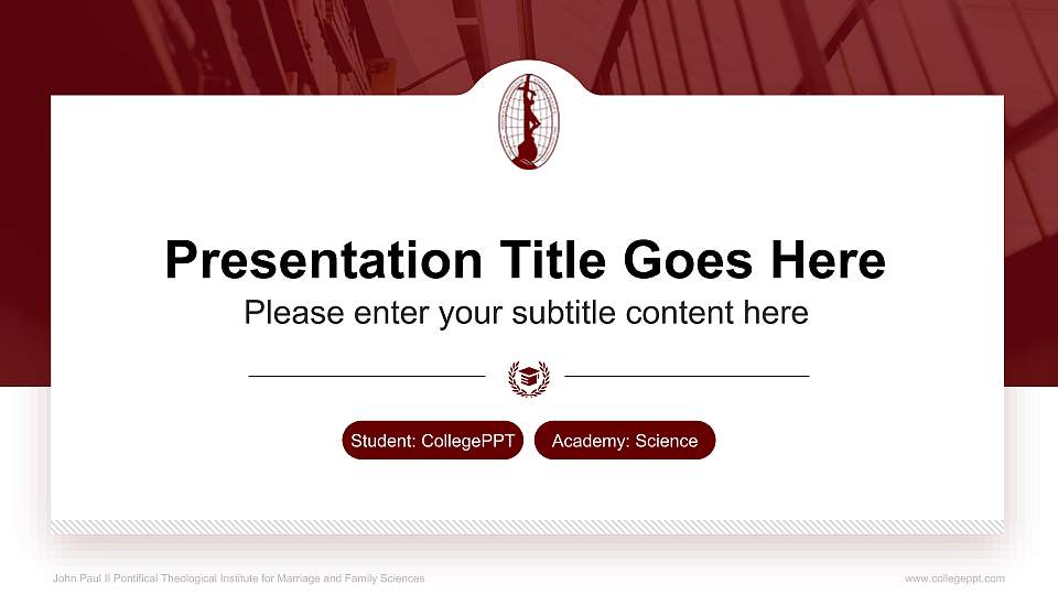 John Paul II Pontifical Theological Institute for Marriage and Family Sciences National Scholarship Defense PPT Template16:9 ratio PPT effect preview image