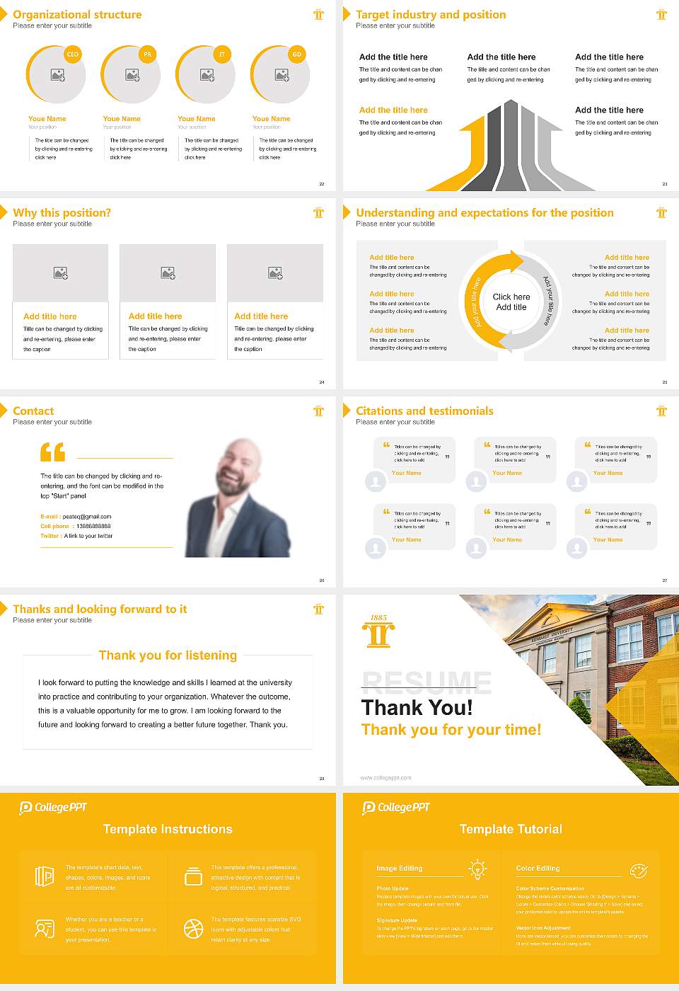Reinhardt University Resume PPT Template16:9 ratio PPT effect preview image4