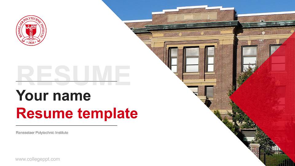 Rensselaer Polytechnic Institute Resume PPT Template16:9 ratio PPT effect preview image