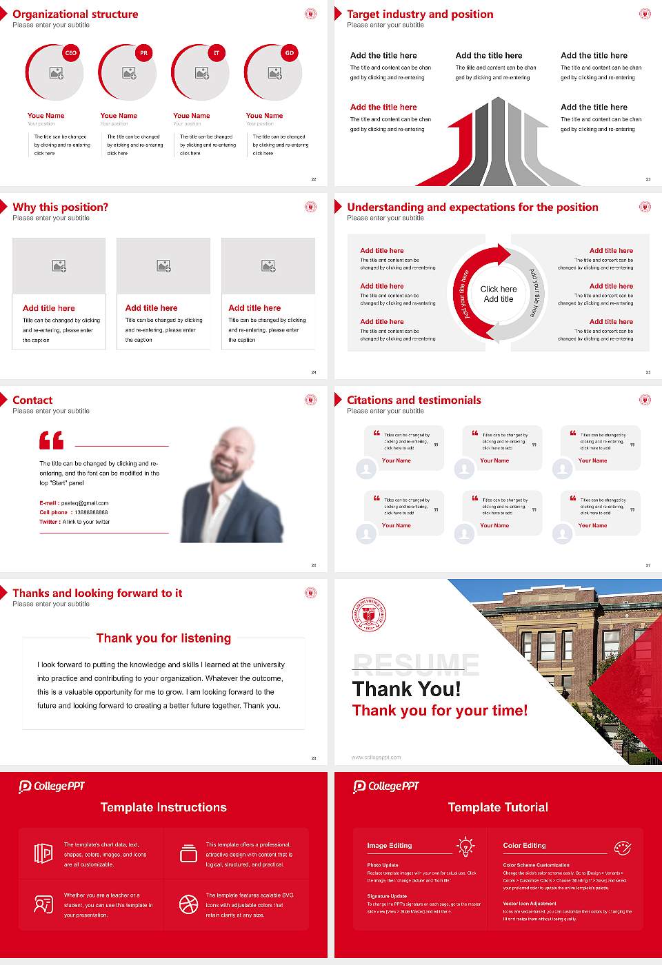 Rensselaer Polytechnic Institute Resume PPT Template16:9 ratio PPT effect preview image4