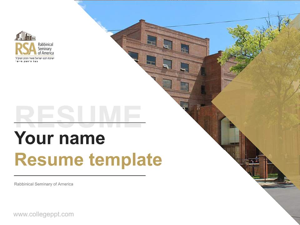 Rabbinical Seminary of America Resume PPT Template4:3 ratio PPT effect preview image5