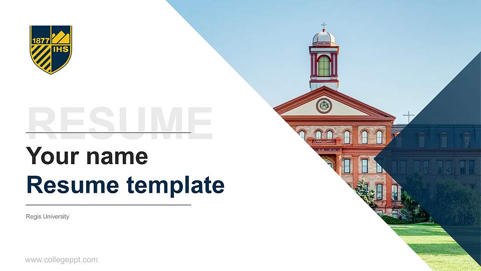Regis University Resume PPT Template16:9 ratio PPT effect preview image