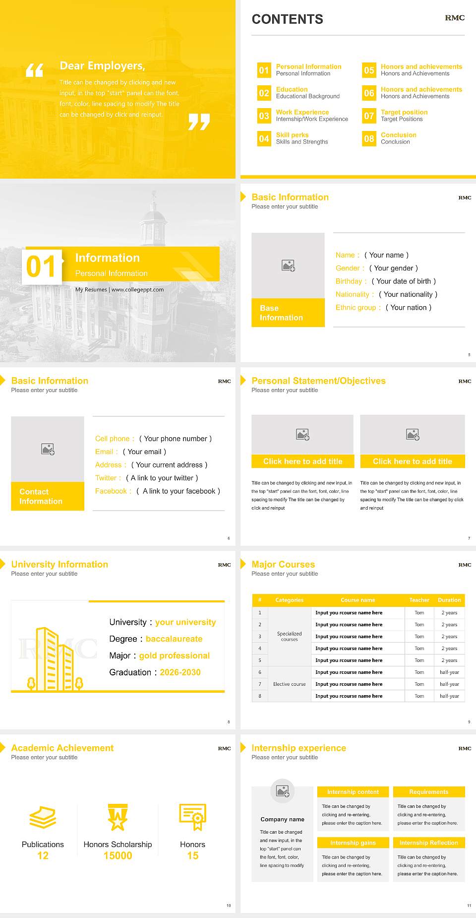 Randolph-Macon College Resume PPT Template4:3 ratio PPT effect preview image2