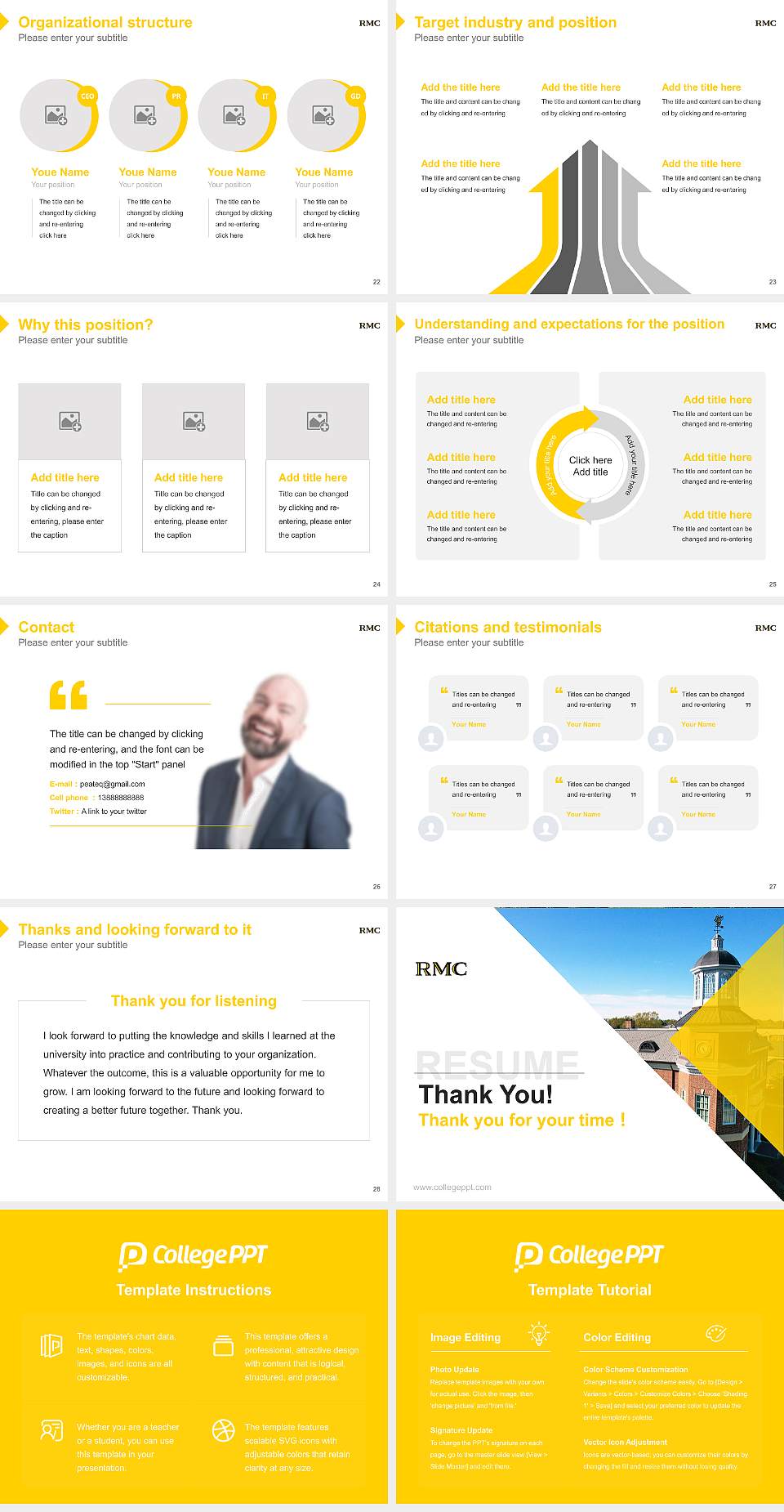 Randolph-Macon College Resume PPT Template4:3 ratio PPT effect preview image4