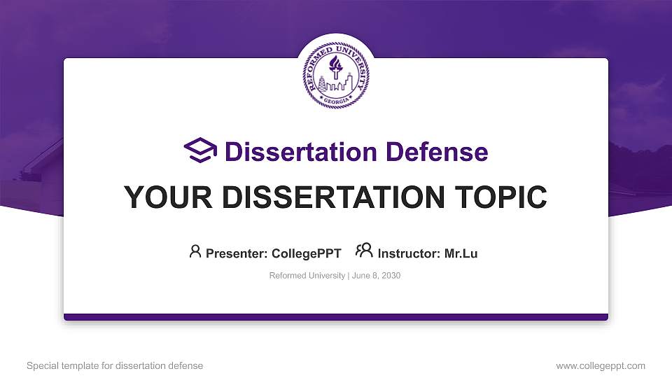 Reformed University Graduation Thesis Defense PPT Template16:9 ratio PPT effect preview image