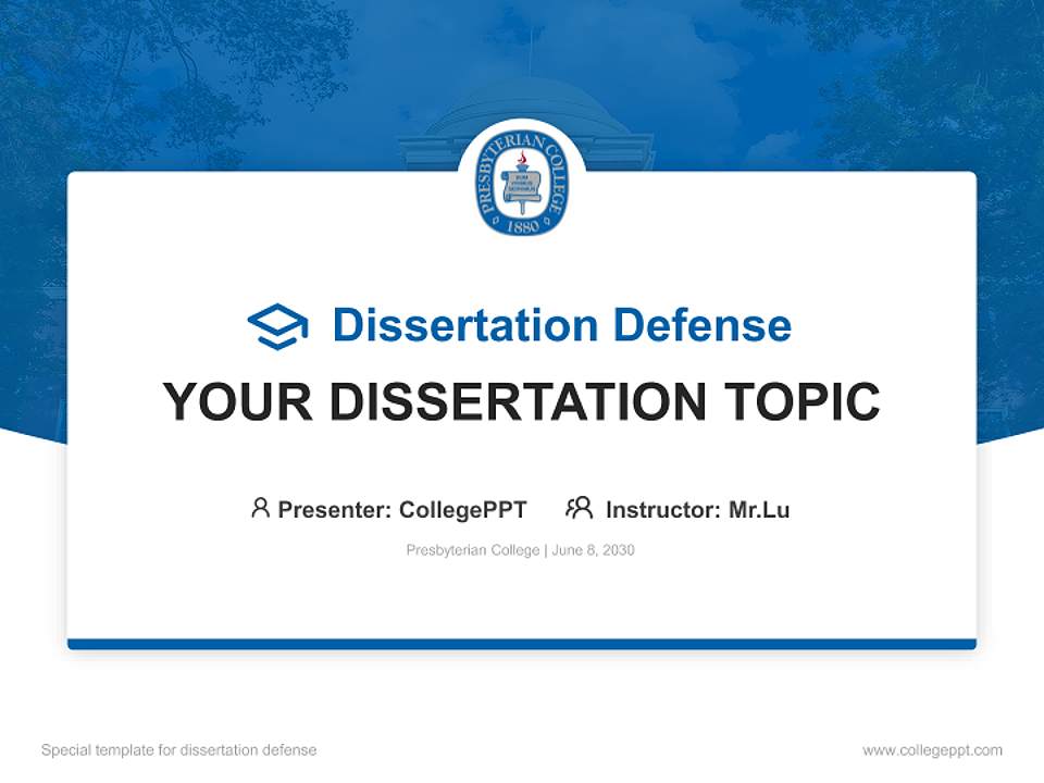 Presbyterian College Graduation Thesis Defense PPT Template4:3 ratio PPT effect preview image7