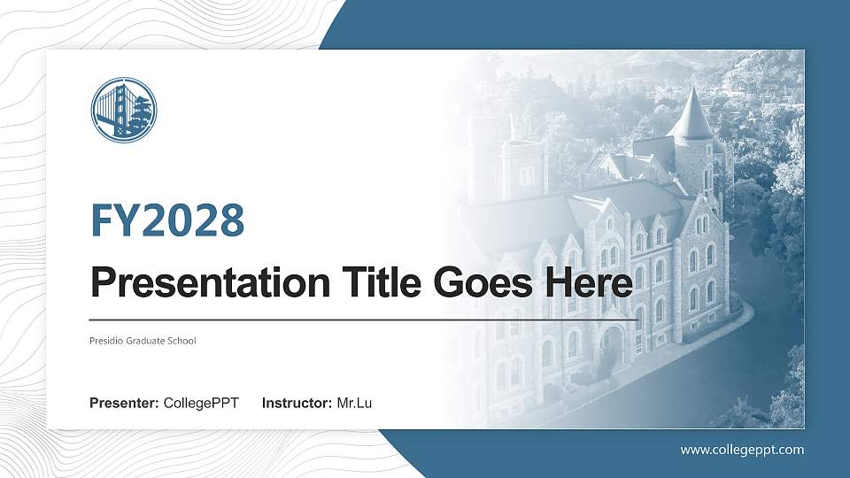 Presidio Graduate School Academic Presentation/Research Findings Report PPT Template16:9 ratio PPT effect preview image