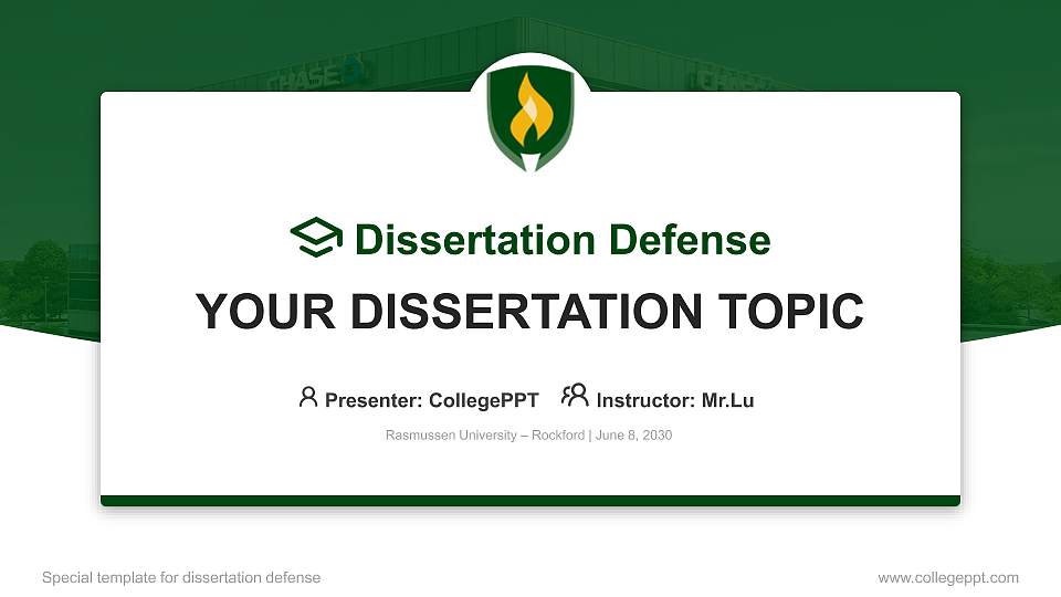 Rasmussen University – Rockford Graduation Thesis Defense PPT Template16:9 ratio PPT effect preview image