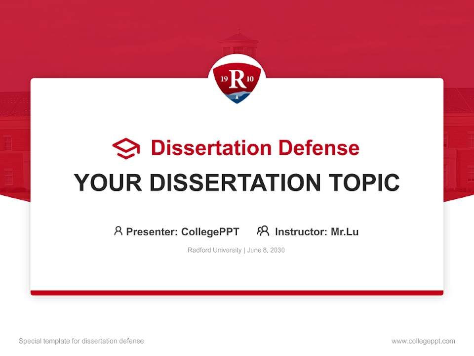 Radford University Graduation Thesis Defense PPT Template4:3 ratio PPT effect preview image7