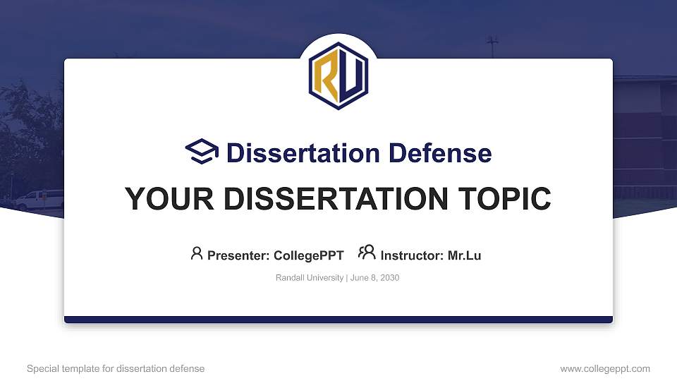 Randall University Graduation Thesis Defense PPT Template16:9 ratio PPT effect preview image
