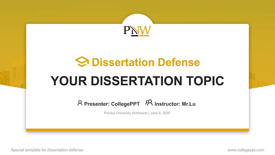 Purdue University Northwest Graduation Thesis Defense PPT Template16:9 ratio PPT effect preview image