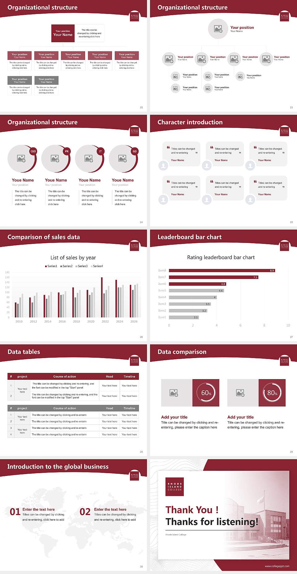 Rhode Island College Academic Presentation/Research Findings Report PPT Template4:3 ratio PPT effect preview image4