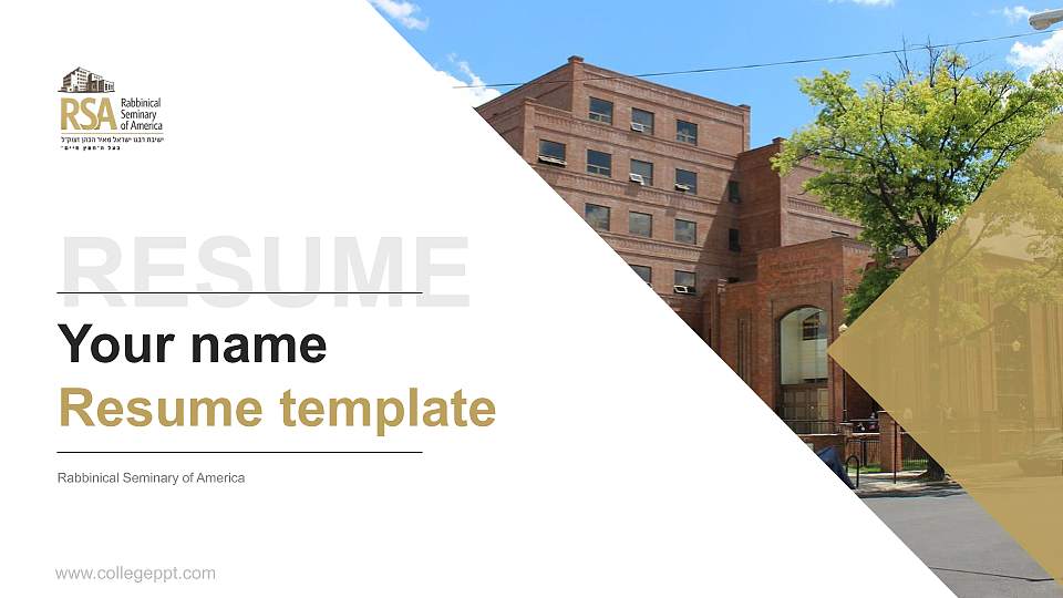 Rabbinical Seminary of America Resume PPT Template16:9 ratio PPT effect preview image