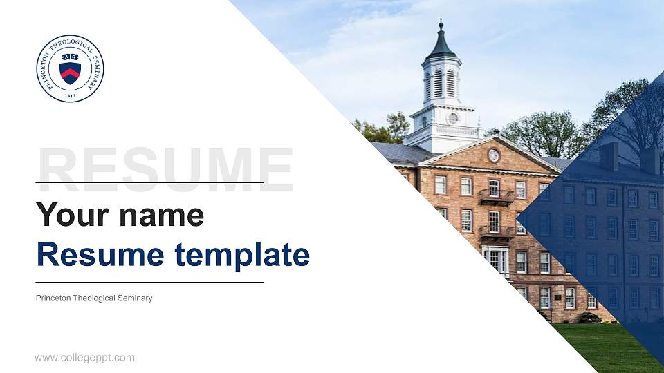 Princeton Theological Seminary Resume PPT Template16:9 ratio PPT effect preview image