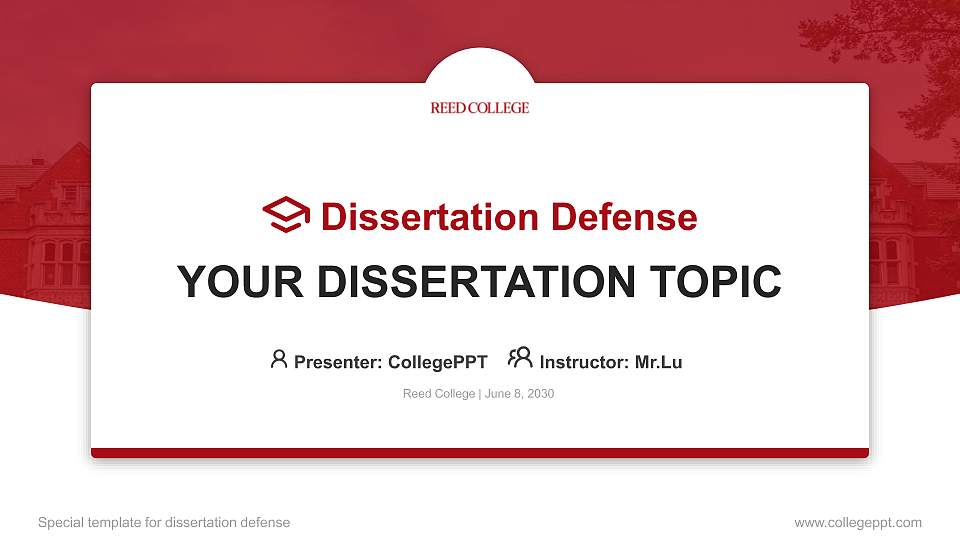 Reed College Graduation Thesis Defense PPT Template16:9 ratio PPT effect preview image