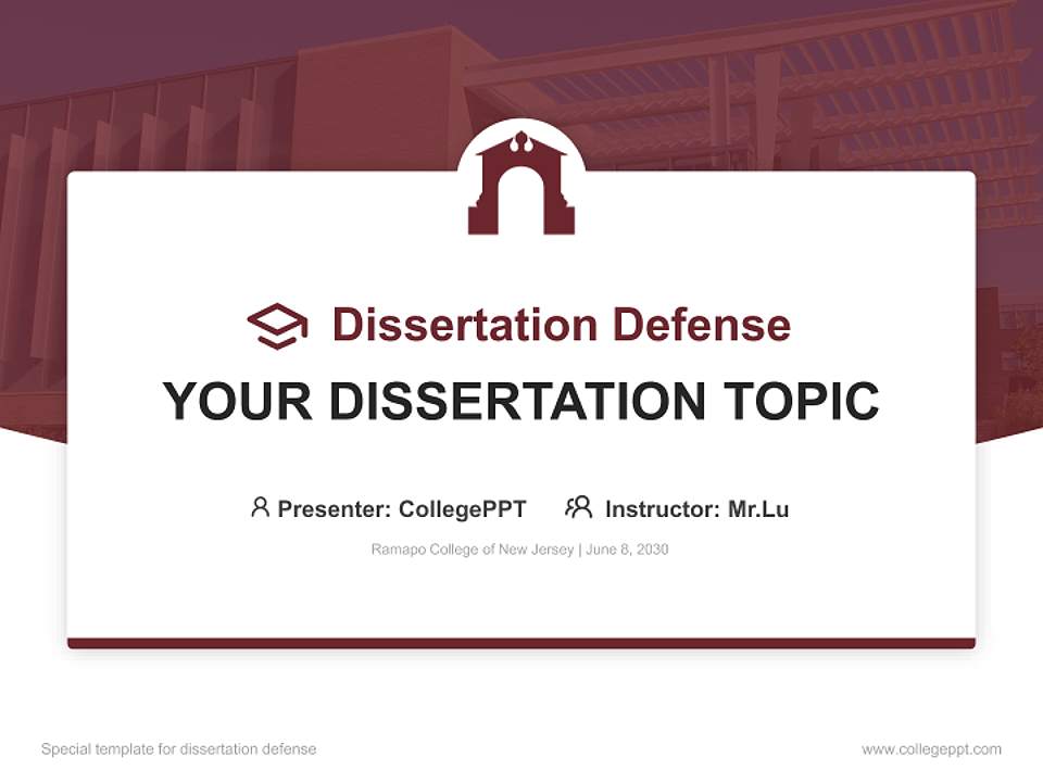 Ramapo College of New Jersey Graduation Thesis Defense PPT Template4:3 ratio PPT effect preview image7
