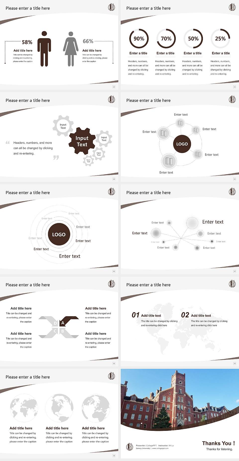 Quincy University Course/Courseware Creation PPT Template4:3 ratio PPT effect preview image4