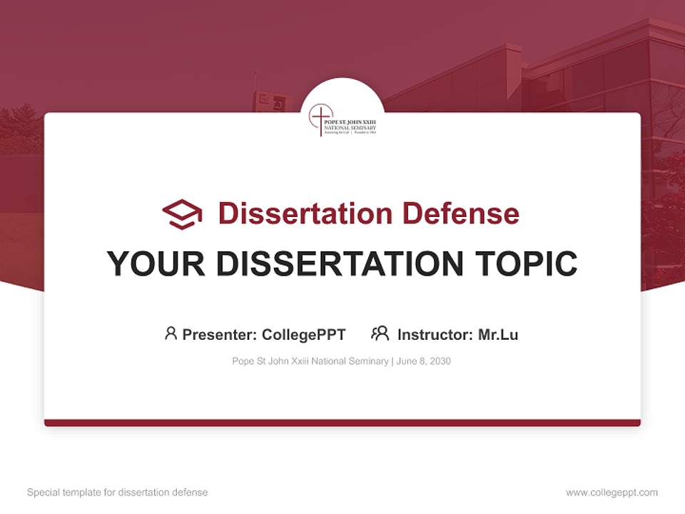 Pope St John Xxiii National Seminary Graduation Thesis Defense PPT Template4:3 ratio PPT effect preview image7