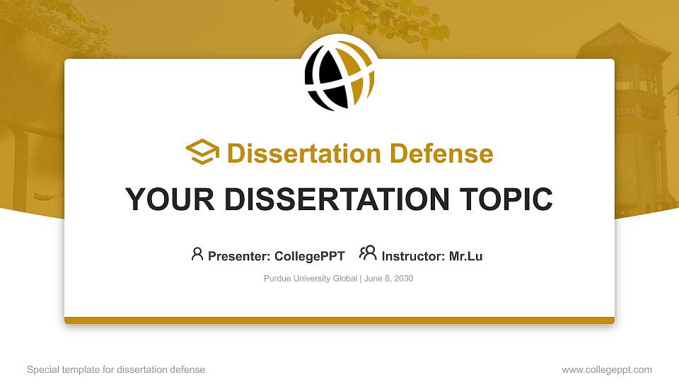 Purdue University Global Graduation Thesis Defense PPT Template16:9 ratio PPT effect preview image