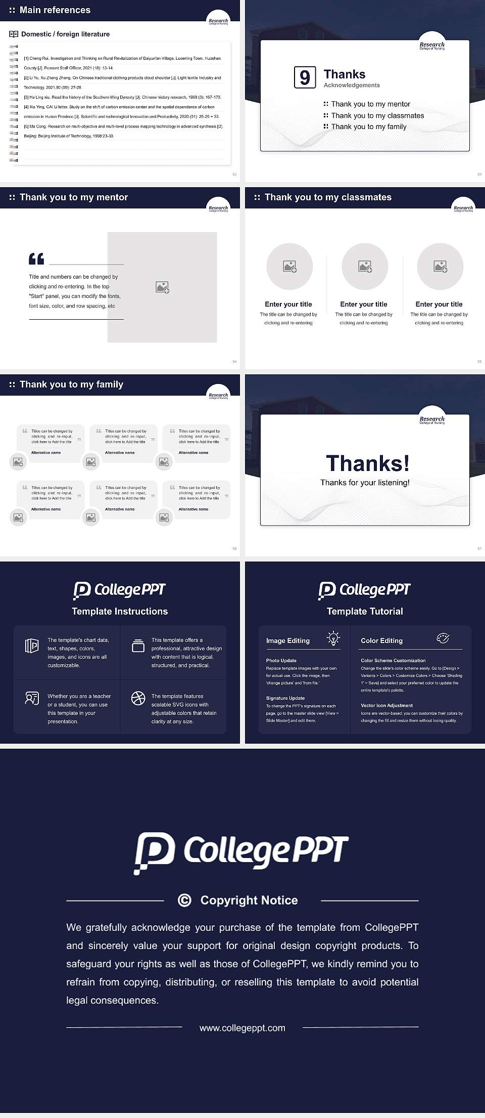 Research College of Nursing Graduation Thesis Defense PPT Template4:3 ratio PPT effect preview image7