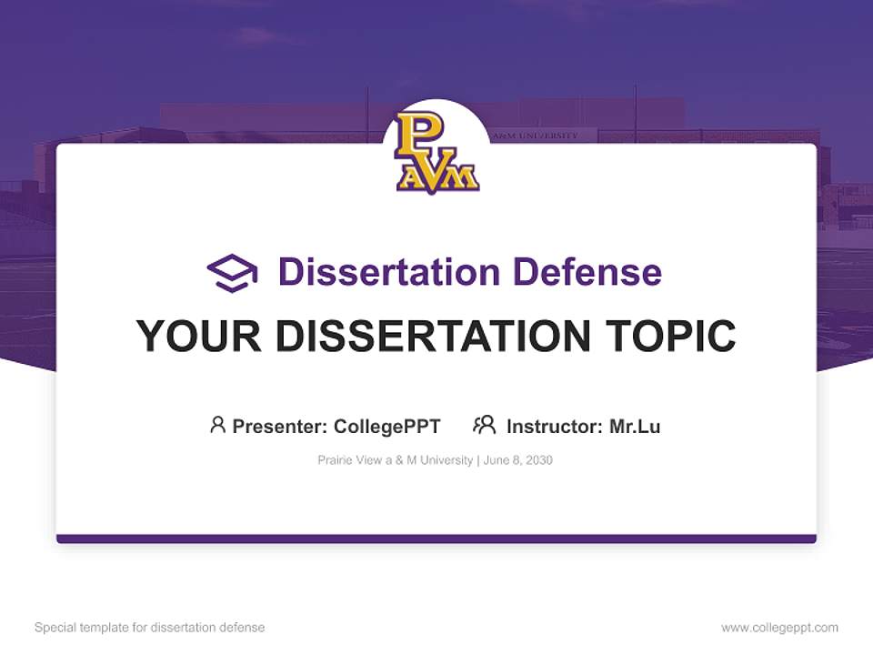 Prairie View a & M University Graduation Thesis Defense PPT Template4:3 ratio PPT effect preview image7
