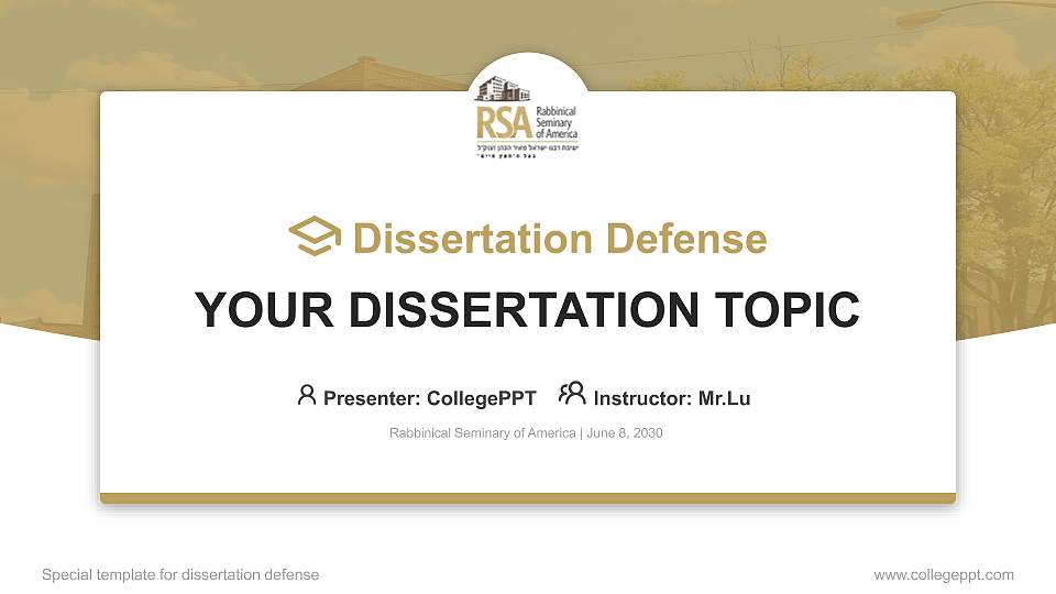 Rabbinical Seminary of America Graduation Thesis Defense PPT Template16:9 ratio PPT effect preview image
