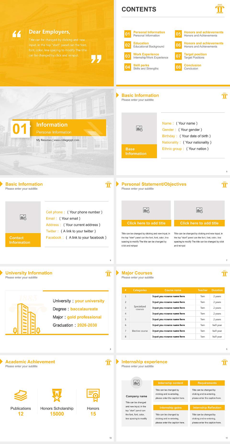 Reinhardt University Resume PPT Template4:3 ratio PPT effect preview image2