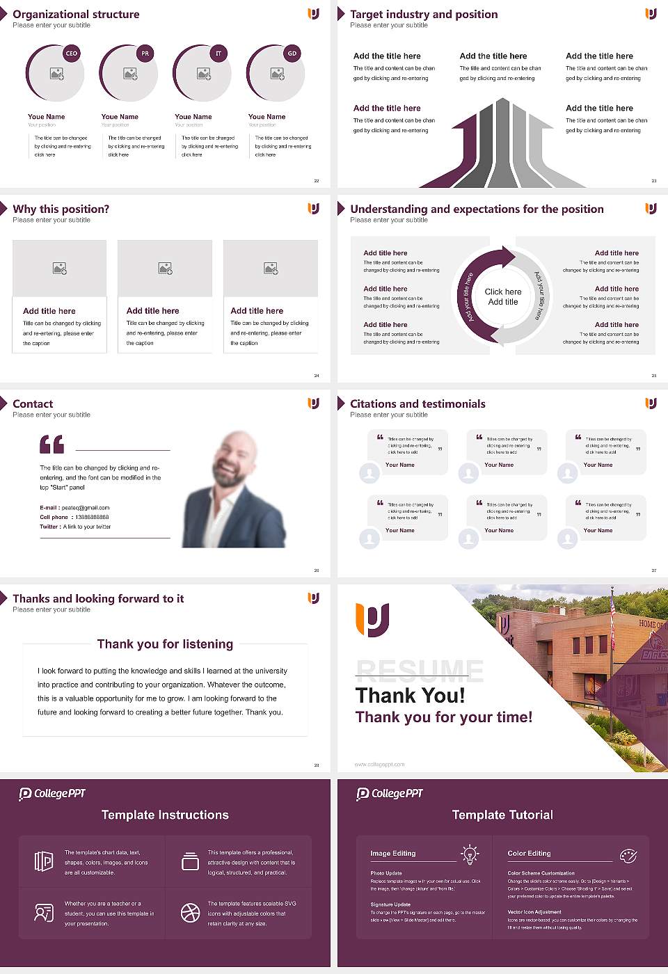 Post University Resume PPT Template16:9 ratio PPT effect preview image4