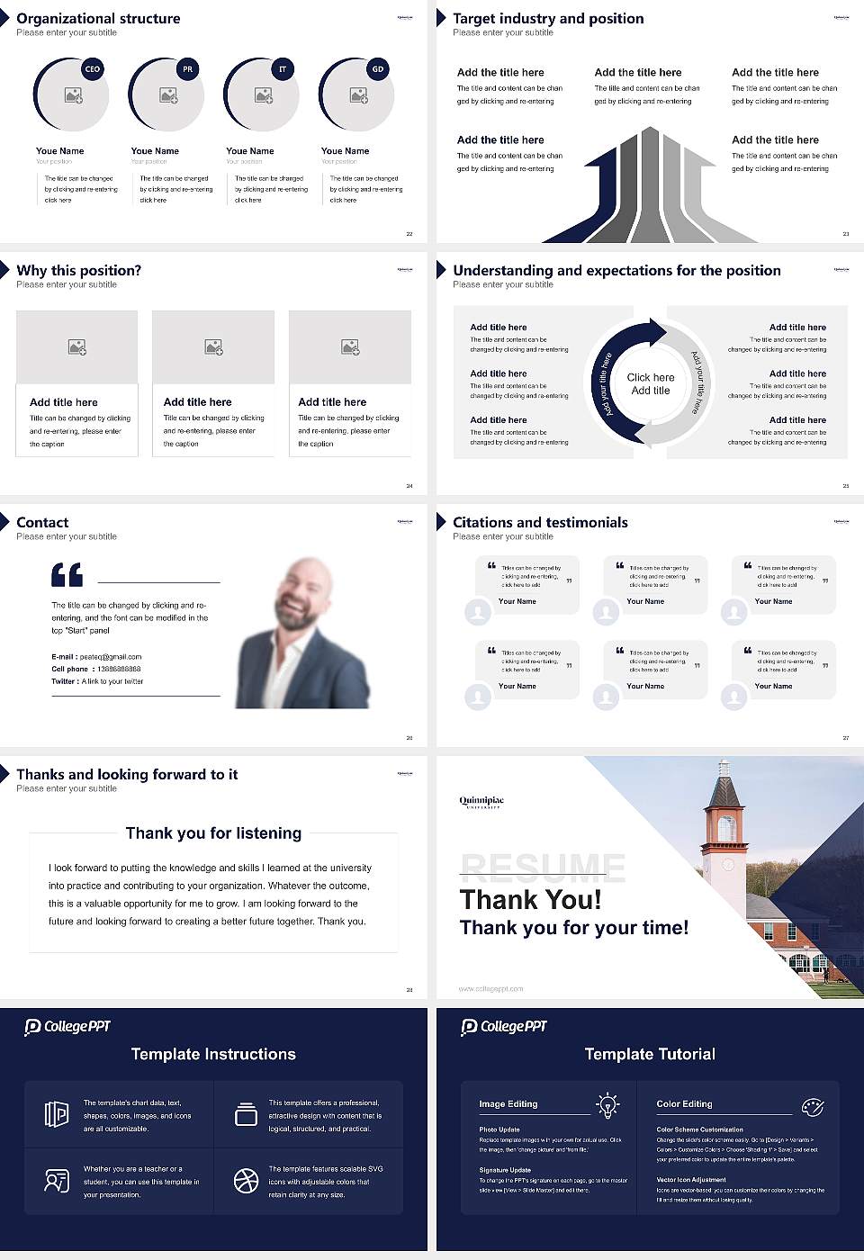 Quinnipiac University Resume PPT Template16:9 ratio PPT effect preview image4