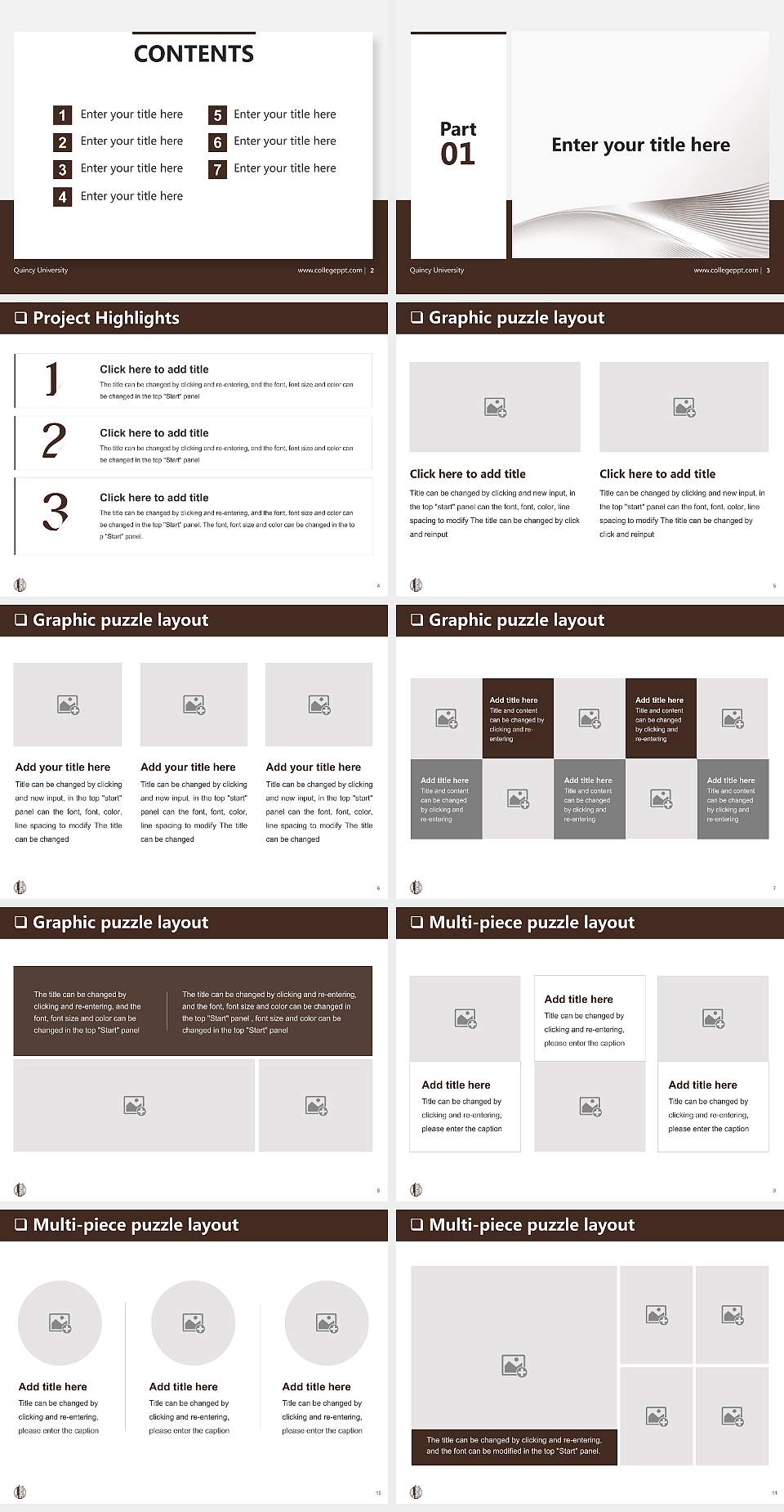 Quincy University General Purpose PPT Template4:3 ratio PPT effect preview image2
