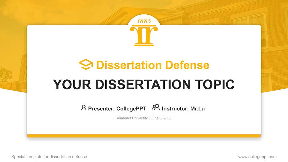 Reinhardt University Graduation Thesis Defense PPT Template16:9 ratio PPT effect preview image1