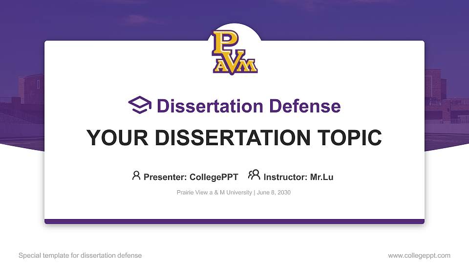 Prairie View a & M University Graduation Thesis Defense PPT Template16:9 ratio PPT effect preview image