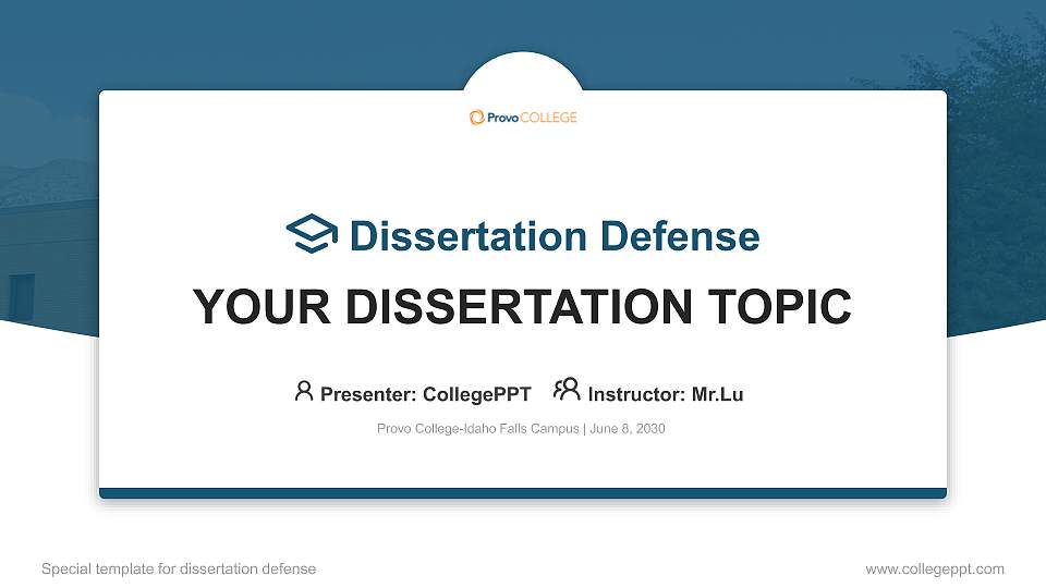 Provo College-Idaho Falls Campus Graduation Thesis Defense PPT Template16:9 ratio PPT effect preview image