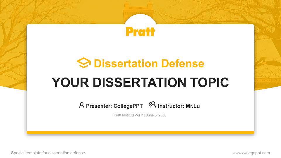 Pratt Institute-Main Graduation Thesis Defense PPT Template16:9 ratio PPT effect preview image