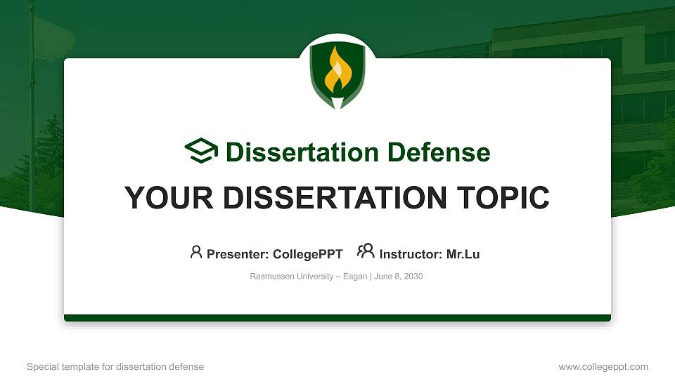 Rasmussen University – Eagan Graduation Thesis Defense PPT Template16:9 ratio PPT effect preview image