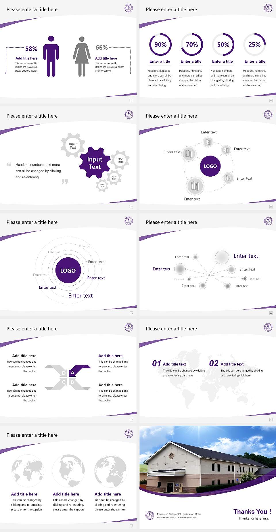 Reformed University Course/Courseware Creation PPT Template4:3 ratio PPT effect preview image4