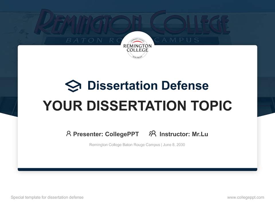 Remington College Baton Rouge Campus Graduation Thesis Defense PPT Template4:3 ratio PPT effect preview image7
