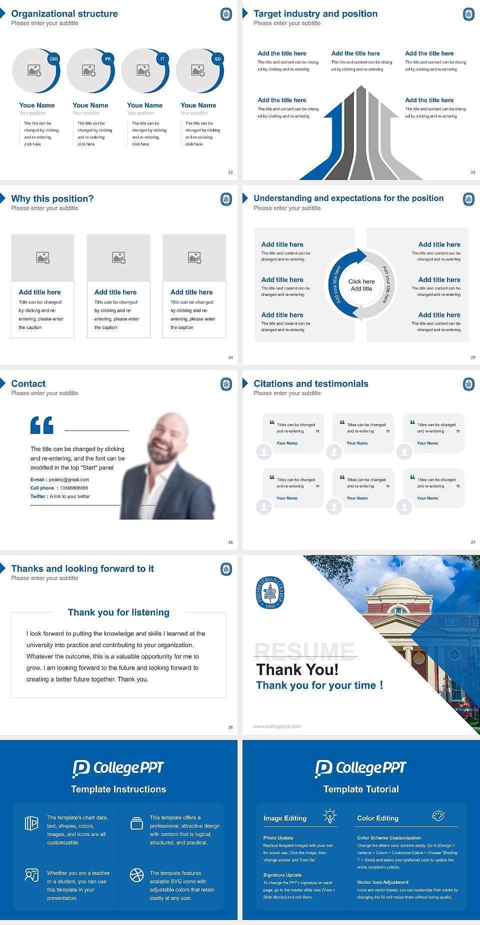 Presbyterian College Resume PPT Template4:3 ratio PPT effect preview image4