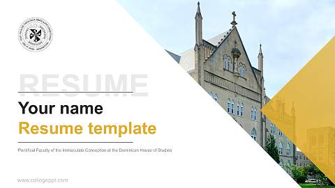 Pontifical Faculty of the Immaculate Conception at the Dominican House of Studies Resume PPT Template