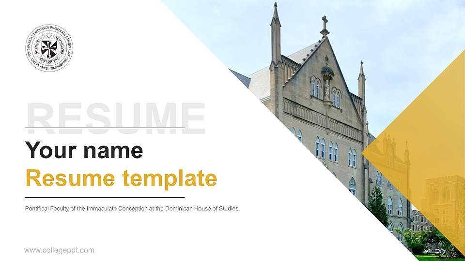 Pontifical Faculty of the Immaculate Conception at the Dominican House of Studies Resume PPT Template16:9 ratio PPT effect preview image