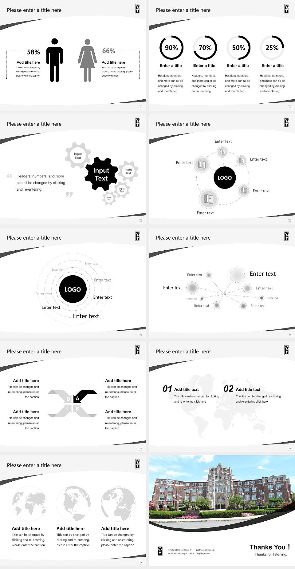 Providence College Course/Courseware Creation PPT Template4:3 ratio PPT effect preview image4