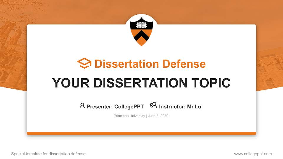 Princeton University Graduation Thesis Defense PPT Template16:9 ratio PPT effect preview image